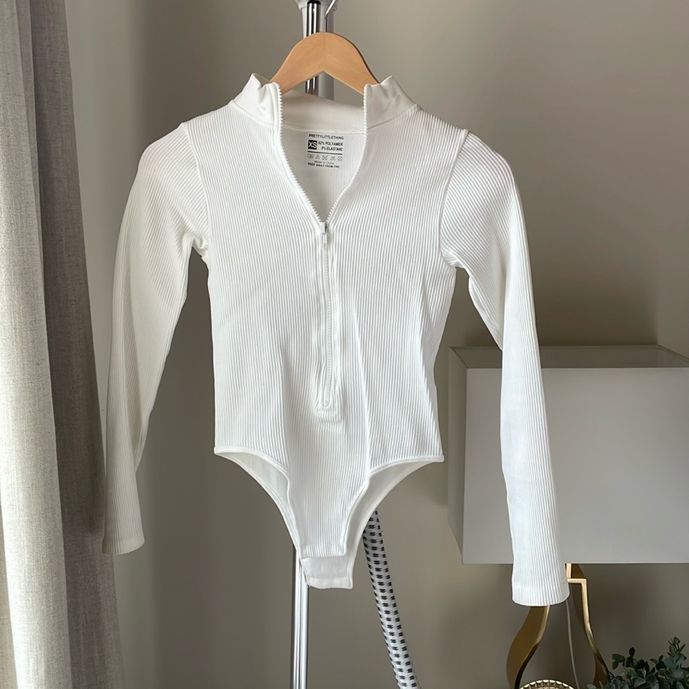 Ribbed White Bodysuit